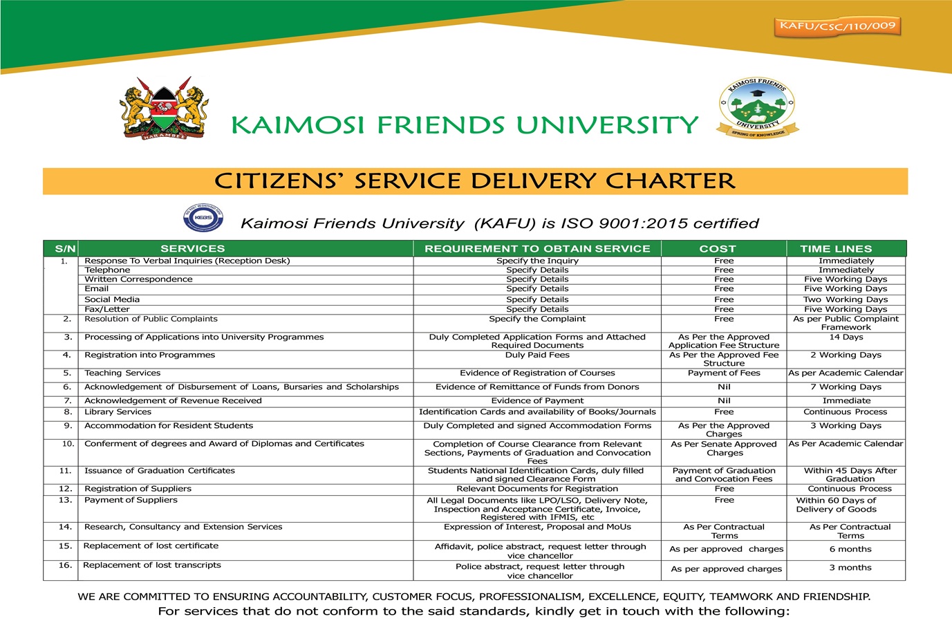 Kaimosi Service Charter revised202500